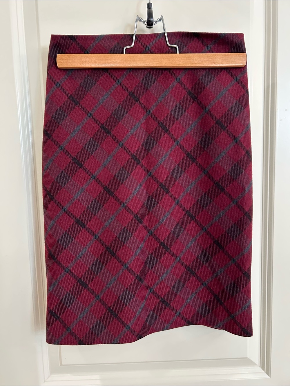 Express Burgundy Plaid Pencil Skirt